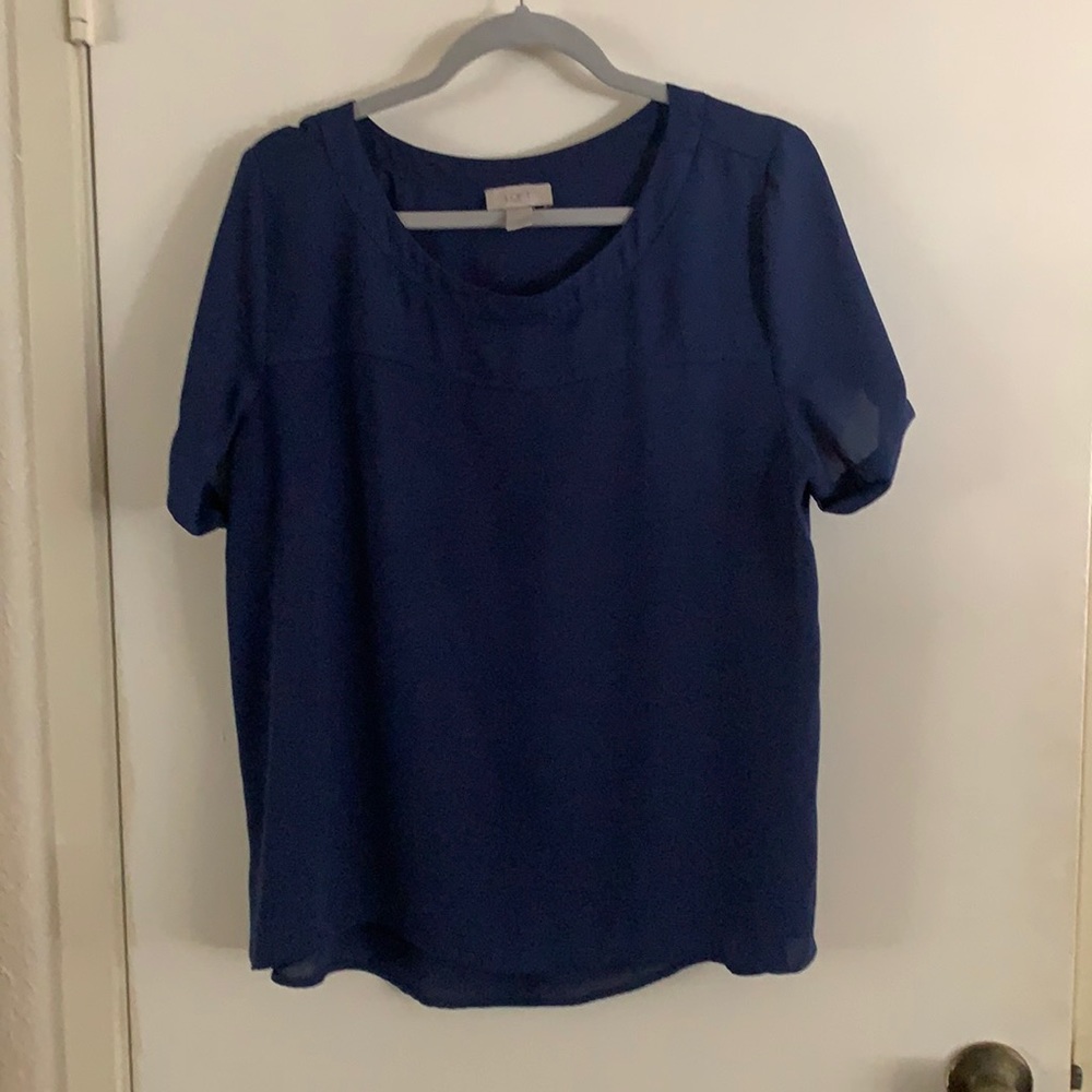 LOFT Outlet Navy Babydoll Blouse L